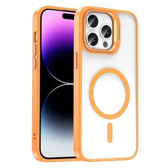 Apple iPhone 14 Pro Max Kılıf M-safe Şarj Özellikli Standlı  M-safe Klon Lensli Kapak ürün görseli