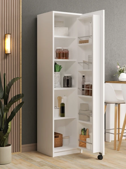 Kuzeylife Novens Çok Amaçlı Erzak-Kiler Dolabı Tek Kapaklı Beyaz - 2
