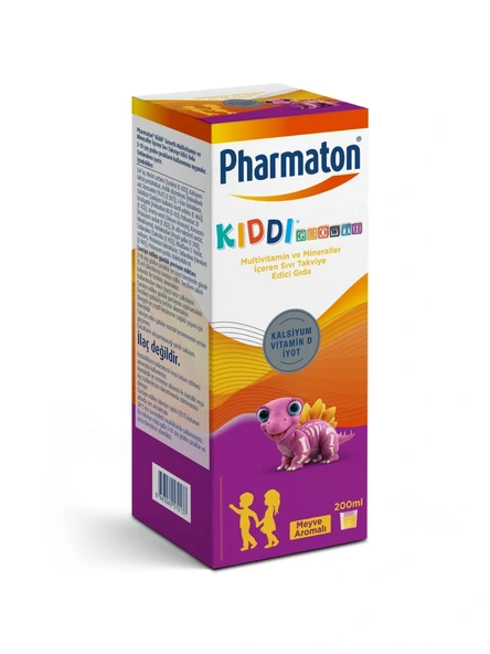 Pharmaton Kiddi Growth Kalsiyum Vitamin D İyot İçeren Takviye Edici Gıda Meyve Aromalı Şurup 200 ml ürün görseli
