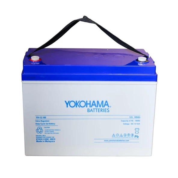 Yokohama YH-26919 12V 100Ah Tam Bakımsız Deep Cycle Jel Akü 330X172x218mm Yeni Tarihli Taze Akü