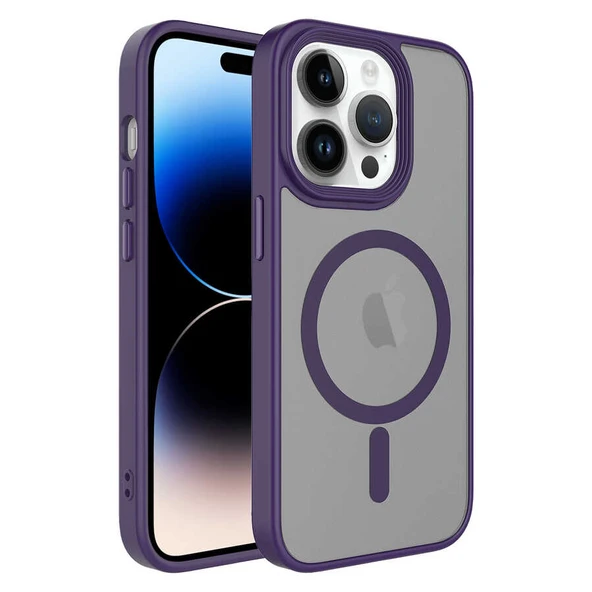 Apple iPhone 13 Pro Kılıf Mat Arka Yüzey Wireless Şarj Özellikli  Flet M-safe Kapak - Resim 2