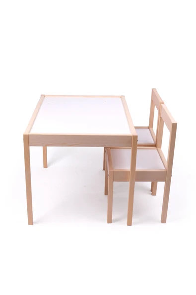 Montessori Çocuk Ahşap Etkinlik Masası Seti, 2 Sandalyeli - 4