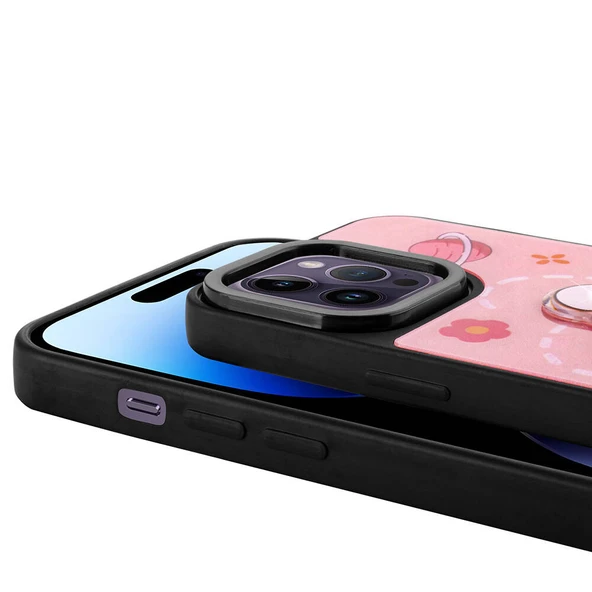 Apple iPhone 14 Pro Max Kılıf Parlayan Kabartmalı İkonik Figürlü  Amas Silikon Kapak - Resim 4