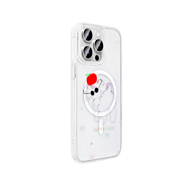 Apple iPhone 14 Pro Kılıf M-Safe Şarj Özellikli Şeffaf  Folk Sert Kapak - Resim 4