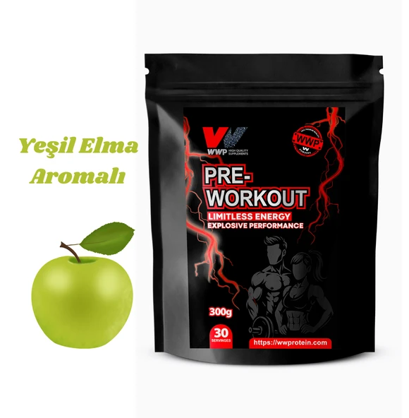 WWP Pre-Workout Limitless Energy, Sınırsız Enerji & Performans . 300g . Yeşil Elma Aromalı - 1