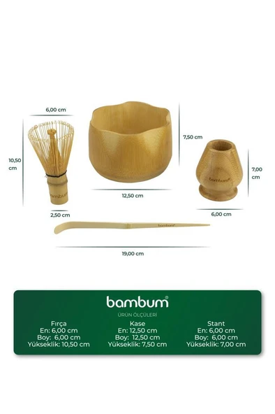 Bambum Cashi - 4 Parça Matcha Çayı Seti - Resim 5