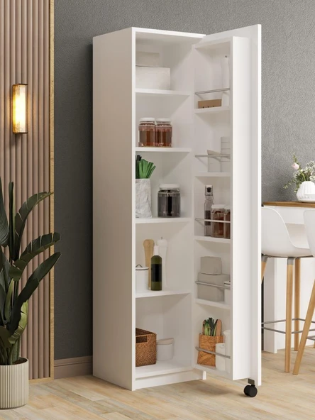 Kuzeylife Novens Çok Amaçlı Erzak-Kiler Dolabı Tek Kapaklı Beyaz - Resim 2