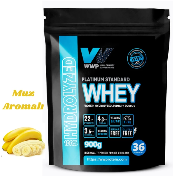 WWP Platinum Standard Whey Protein Hydrolyzed Tozu . 900g . Muz Aromalı. - 1