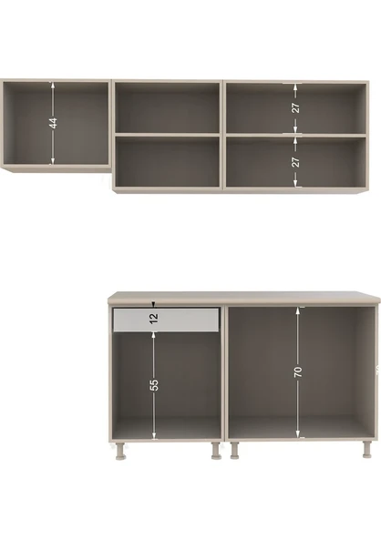 T Designo Ipek Hazır Mutfak Dolabı 200 cm Safir Meşe Tezgah Dahil - 5