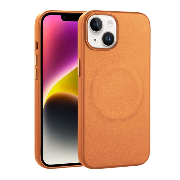Apple iPhone 14 Kılıf PU Deri M-safe Wireless Şarj Özellikli  Derix Kapak ürün görseli
