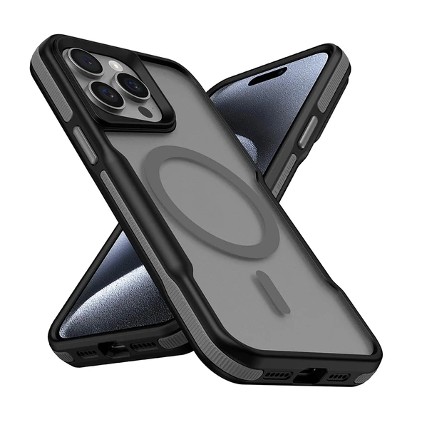 Apple iPhone 14 Pro Max Kılıf M-safe Şarj Özellikli Renkli Kenar Airbag Şeritli  Lamer Kapak ürün görseli