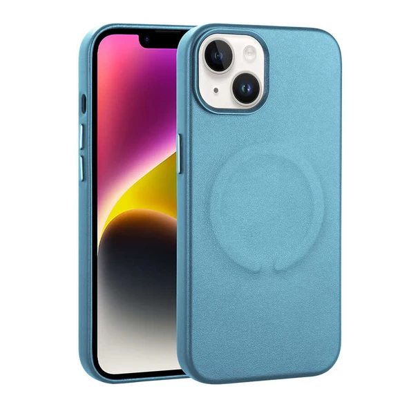 Apple iPhone 14 Kılıf PU Deri M-safe Wireless Şarj Özellikli  Derix Kapak ürün görseli