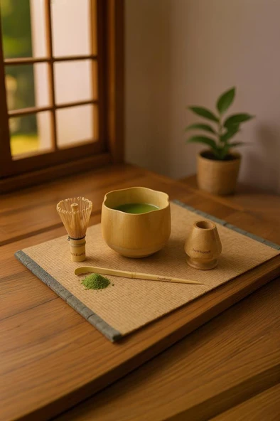 Bambum Cashi - 4 Parça Matcha Çayı Seti - Resim 2