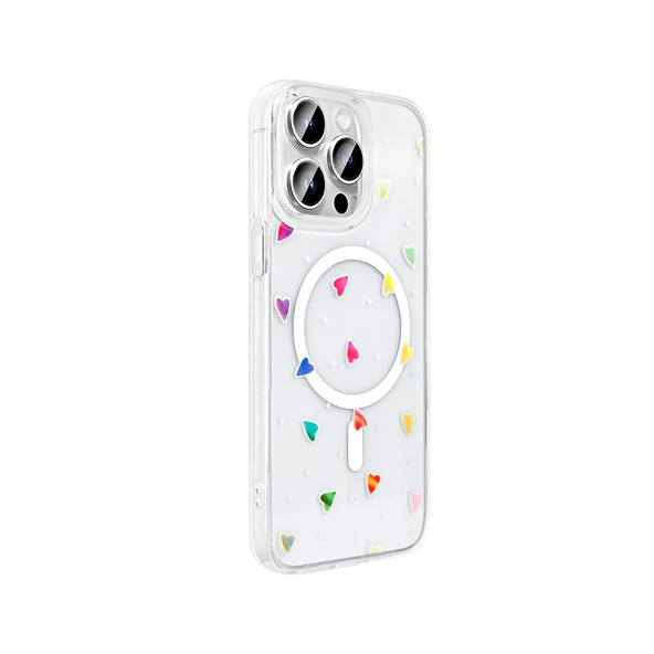 Apple iPhone 14 Pro Max Kılıf M-Safe Şarj Özellikli Şeffaf  Folk Sert Kapak - Resim 3