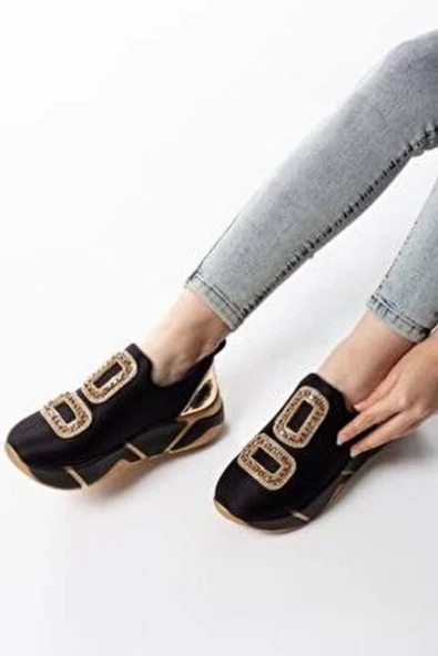 Platform Tabanlı Kadın Spor Ayakkabı – Rahat Streç Kumaş, Taşlı Detaylı, Soft Sole Hafif Taban - Resim 12