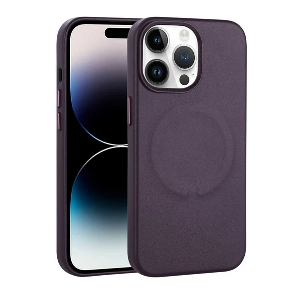 Apple iPhone 14 Pro Kılıf PU Deri M-safe Wireless Şarj Özellikli  Derix Kapak ürün görseli
