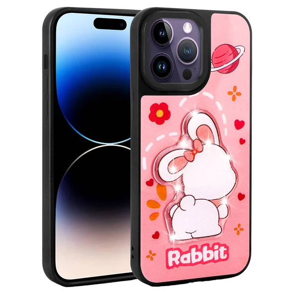 Apple iPhone 14 Pro Max Kılıf Parlayan Kabartmalı İkonik Figürlü  Amas Silikon Kapak ürün görseli