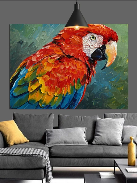 Canlı Renkli Papağan Kuşu Dekoratif Kanvas - Mdf Ahşap Tablo - 2
