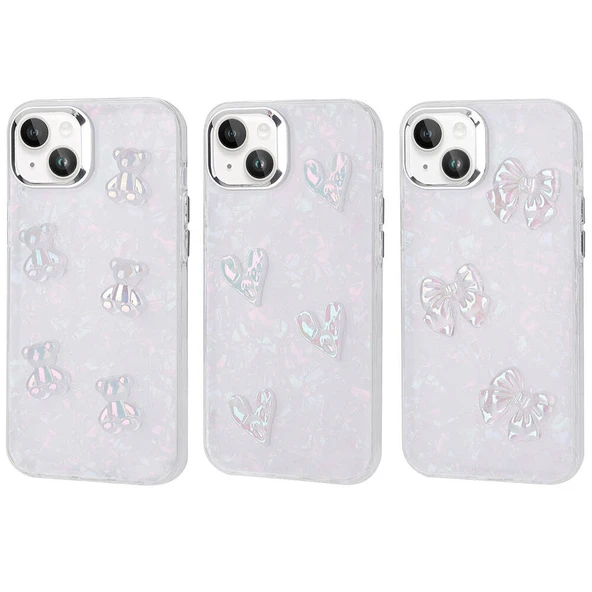 Apple iPhone 15 Plus Kılıf Kabartma Figürlü Parlak  Eralli Silikon Kapak - Resim 3