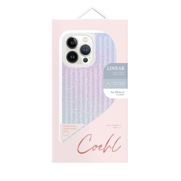 Apple iPhone 15 Kılıf Parlayan Arka Yüzey Coehl Linear Kapak - Resim 3
