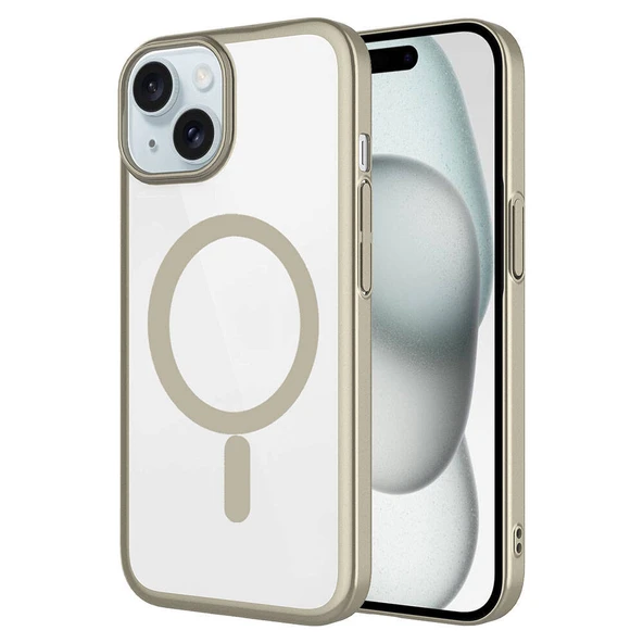 Apple iPhone 15 Plus Kılıf Wireless Şarj Özellikli Sert PC  Mat Riksos M-safe Kapak ürün görseli