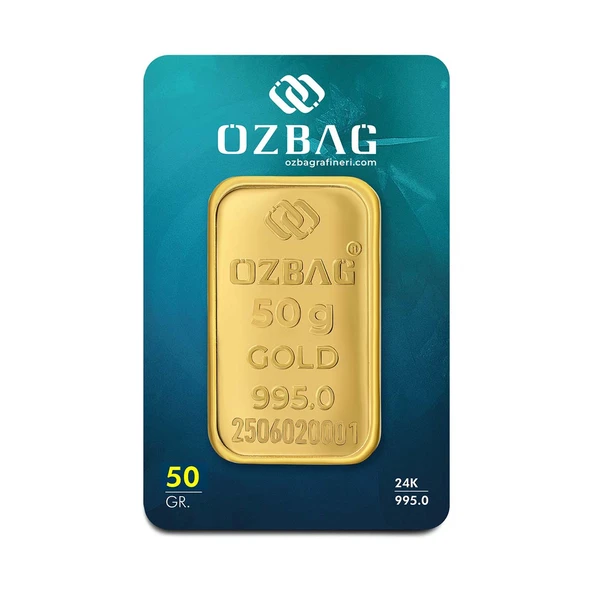 AgaKulche 24 Ayar 50 gr 995 Özbağ Külçe Altın ürün görseli 1