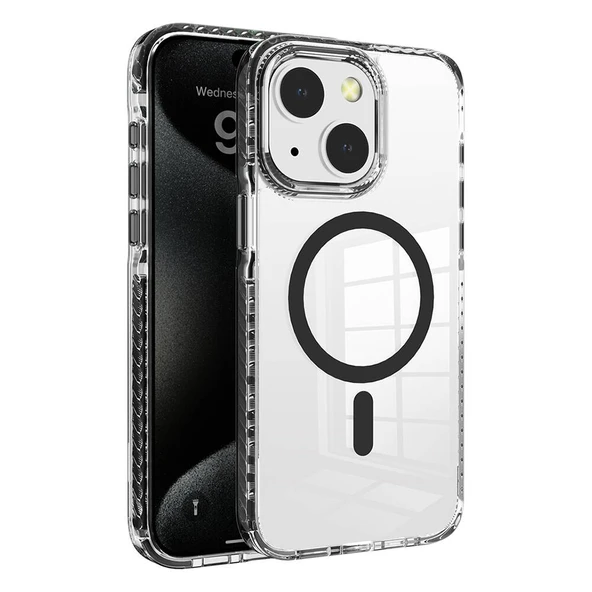 Apple iPhone 15 Kılıf M-safe Şarj Özellikli Airbagli Takılabilir Askı Aparatlı  Nana Kapak ürün görseli