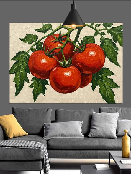 Taze Kırmızı Domatesler Sanatı Dekoratif Kanvas - Mdf Ahşap Tablo - 3