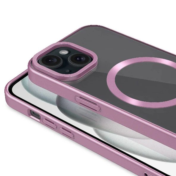 Apple iPhone 15 Kılıf Mat Tasarımlı M-safe Wireless Şarj Özellikli  Mat Setro Kapak - Resim 4