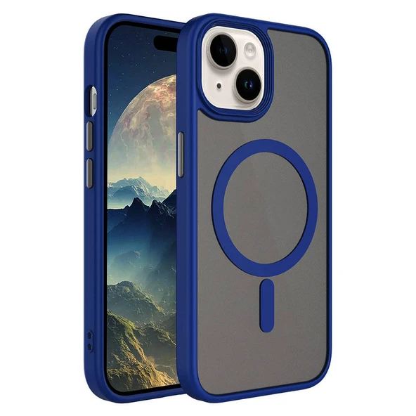 Apple iPhone 15 Kılıf Mat Arka Yüzey Wireless Şarj Özellikli  Flet M-safe Kapak ürün görseli