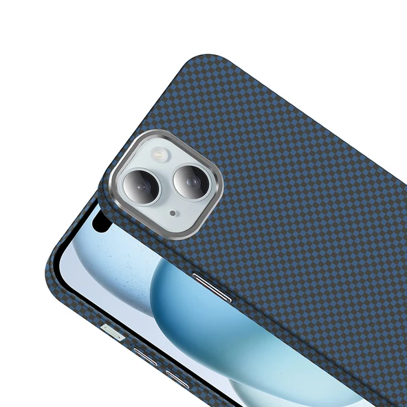 Apple iPhone 15 Kılıf M-safe Şarj Özellikli Karbon Fiber Görünümlü  Gros Kapak - Resim 6