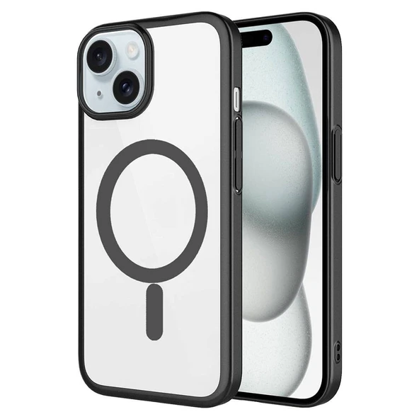 Apple iPhone 15 Plus Kılıf Wireless Şarj Özellikli Sert PC  Mat Riksos M-safe Kapak ürün görseli