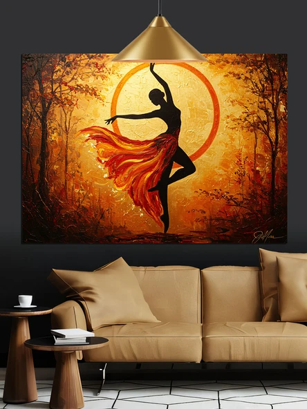 Dans Eden Kadın Silüeti Dekoratif Kanvas - Mdf Ahşap Tablo