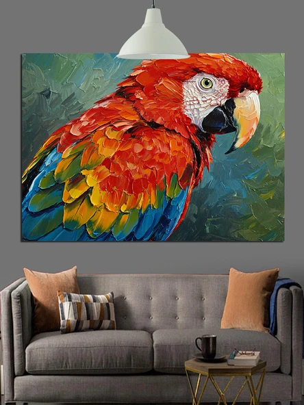 Canlı Renkli Papağan Kuşu Dekoratif Kanvas - Mdf Ahşap Tablo - 3