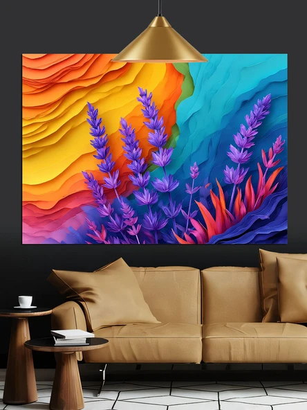 Canlı Renkli Soyut Sanat Dekoratif Kanvas - Mdf Ahşap Tablo - 3