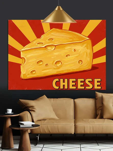 Sarı Peynir Blok Yazısı Dekoratif Kanvas - Mdf Ahşap Tablo