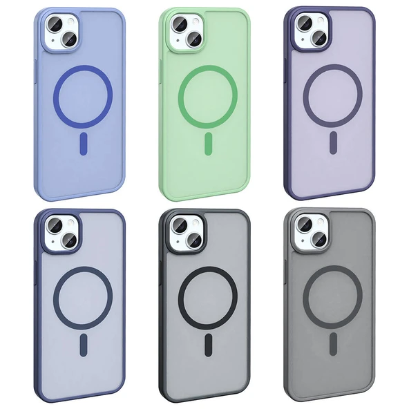 Apple iPhone 15 Kılıf M-safe Şarj Özellikli Mat Arka Yüzey  Sio Kapak - Resim 3