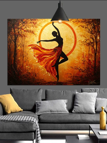 Dans Eden Kadın Silüeti Dekoratif Kanvas - Mdf Ahşap Tablo - 2