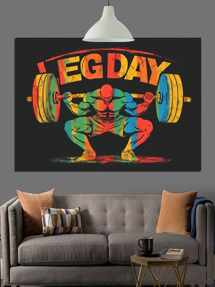 Bacak Günü Ağırlık Kaldırma Dekoratif Kanvas - Mdf Ahşap Tablo - 3