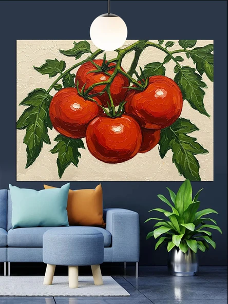 Taze Kırmızı Domatesler Sanatı Dekoratif Kanvas - Mdf Ahşap Tablo