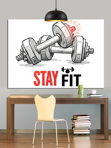 Ağırlık Fitness Motivasyon Yazısı Dekoratif Kanvas - Mdf Ahşap Tablo