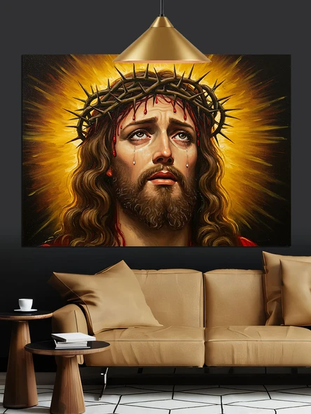 İsa Mesih Yüz Portresi Dekoratif Kanvas - Mdf Ahşap Tablo