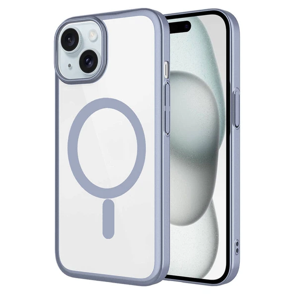 Apple iPhone 15 Kılıf Wireless Şarj Özellikli Sert PC  Mat Riksos M-safe Kapak ürün görseli