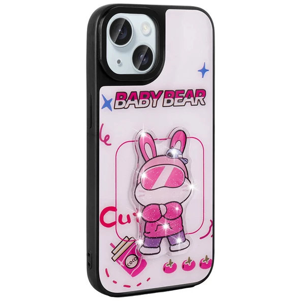 Apple iPhone 15 Kılıf Parlayan Kabartmalı İkonik Figürlü  Amas Silikon Kapak - Resim 7