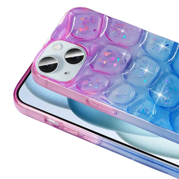 Apple iPhone 15 Kılıf Simli 3D Desenli  Hacar Kapak - Resim 6