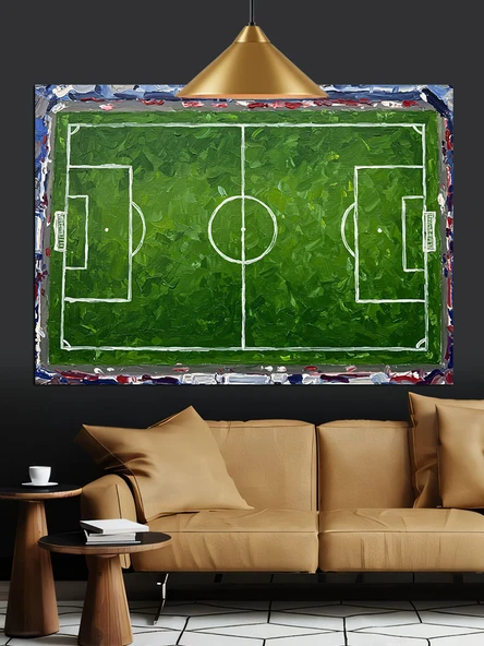 Yeşil Futbol Sahası Görünümü Dekoratif Kanvas - Mdf Ahşap Tablo - 3