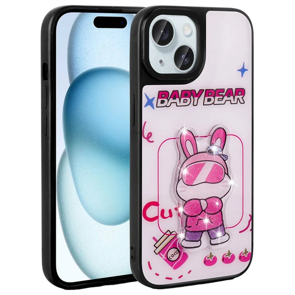 Apple iPhone 15 Kılıf Parlayan Kabartmalı İkonik Figürlü  Amas Silikon Kapak ürün görseli