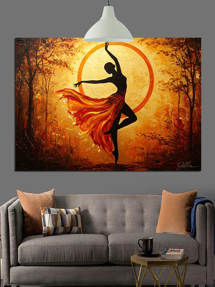 Dans Eden Kadın Silüeti Dekoratif Kanvas - Mdf Ahşap Tablo - 3