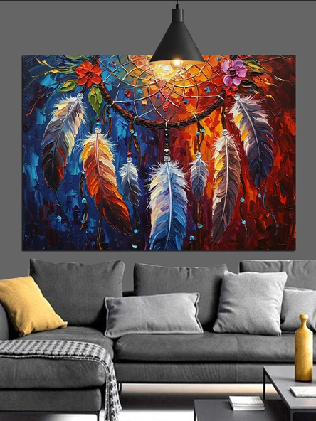 Rüya Kapanıı Tüy Sanatı Dekoratif Kanvas - Mdf Ahşap Tablo - 2