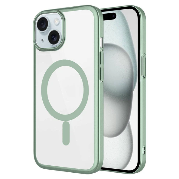 Apple iPhone 15 Kılıf Wireless Şarj Özellikli Sert PC  Mat Riksos M-safe Kapak ürün görseli